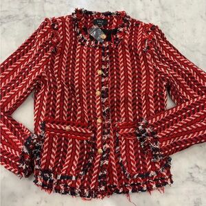 Vici Waltham Red Tweed Jacket Medium
Gold Buttons Preppy Chic Pockets  BRAND NEW